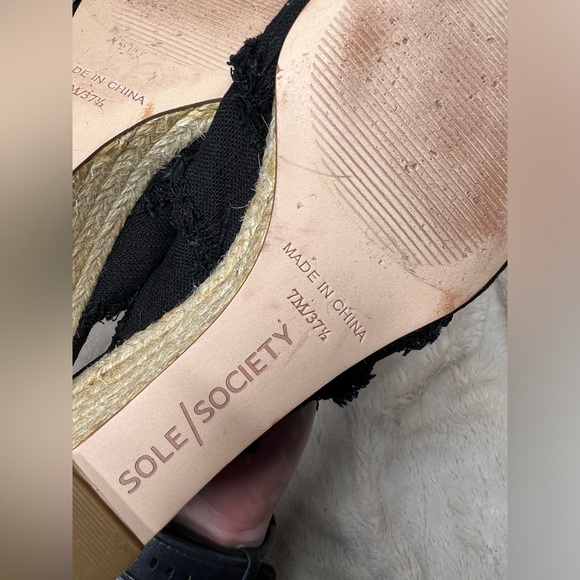 Sole Society Fabric Knot Slip On Espadrille Wedges in Black Size 7 - Picture 7 of 8